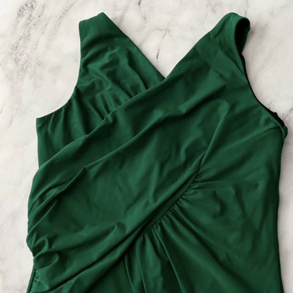 Miraclesuit Deep Green Draped One-Piece Swimsuit - Picture 2 of 5